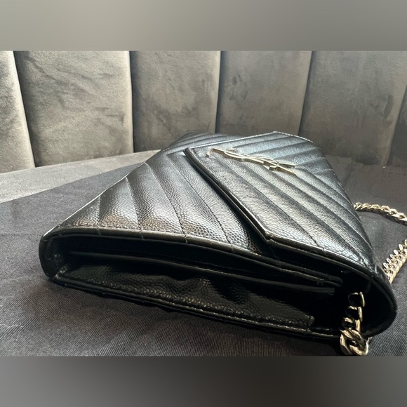 sold-YSL wallet on chain black and silver in size large - Picture 8 of 13